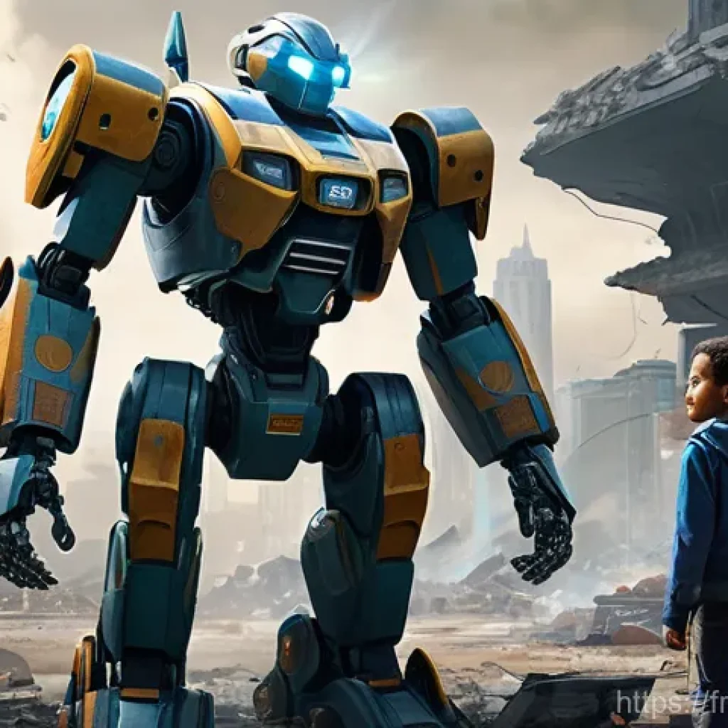 또봇 드라마틱 장면 톱10 - **Prompt:** A dynamic scene depicting several diverse children (aged 8-12, wearing modest, futuristi...