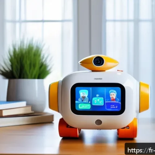 또봇의 성공 스토리 - A sleek, modern robot toy designed for all ages, featuring vibrant primary colors and smooth rounded...